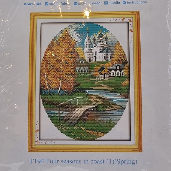 Maydear Four Seasons in Coast Cross Stitch Kit Pre-Printed Fabric - Picture 3 of 7